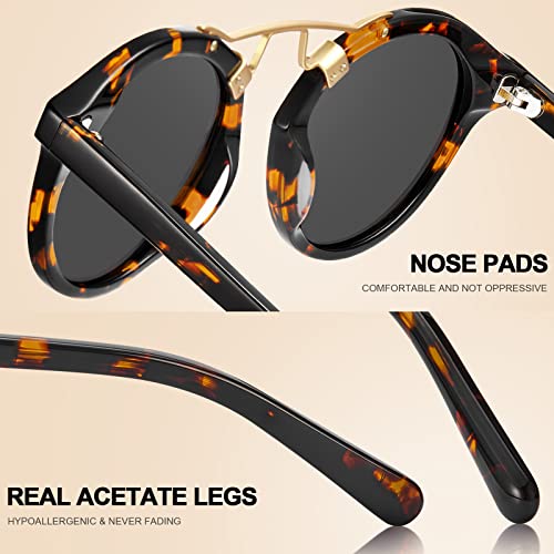 CARFIA Polarised Womens Sunglasses Vintage UV400 Protection Acetate Frame