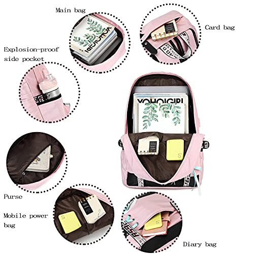 Asge Girls Backpack School Bags for Girls Nylon Waterproof College Rucksack Fashion Casual Daypack Women Bookbag Boys Schoolbag Teenagers Durable Unisex Student Backpacks