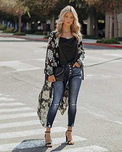 Women Swimsuit Cover Up Bathing Suit Kimono Long Beach Dress Floral Lace Bikini Swim Coverup Sun Protection Clothing