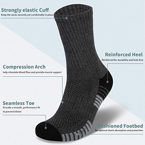 coskefy Cotton Sports Socks Cushioned Running Socks Trainer Socks for Men Women Walking Hiking Trekking Socks, 6 Pairs x black