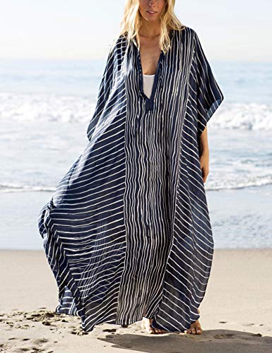 Bsubseach Chiffon Print Shirt Dress Beach Cover Up Loose Turn Down Collar Long Sleeve Bikini Kaftan Cover Ups for Swimwear Women
