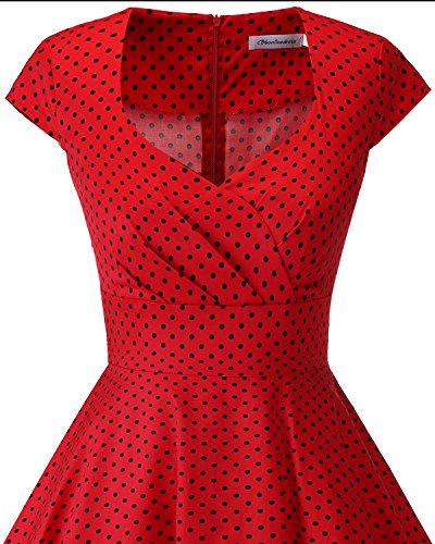 bbonlinedress Women's 50s 60s A Line Rockabilly Dress Cap Sleeve Vintage Swing Party Dress Blush