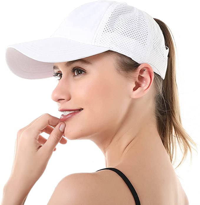 Womens Criss Cross Ponytail Baseball Cap,High Messy Bun Ponycap Quick Drying Mesh Outdoor Sports Hat with Ponytail Hole Adjustable Travel Summer Hat