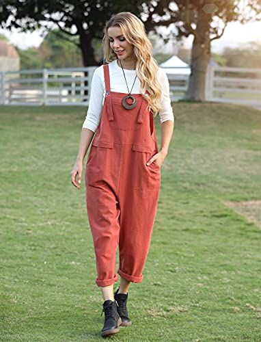 YESNO Women's Dungarees Loose Casual Plus Size Lightweight Sleeveless Overall Long Jumpsuit Playsuit Trousers Pants Dungarees