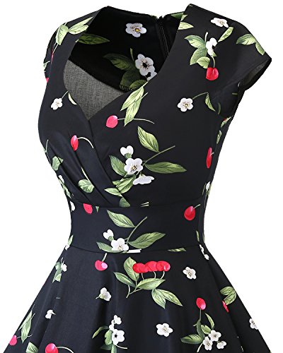 bbonlinedress Women's 50s 60s A Line Rockabilly Dress Cap Sleeve Vintage Swing Party Dress Blush