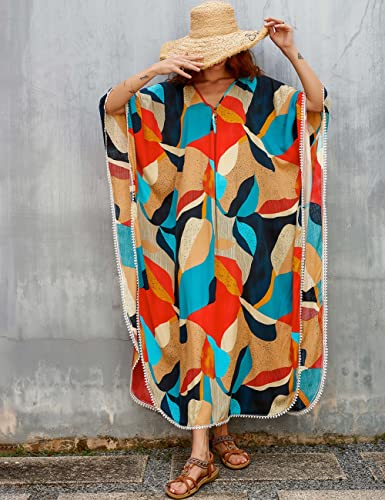 Bsubseach Swimsuit Cover Up for Swimwear Women Kaftan Dresses Summer Caftan with Drawstring