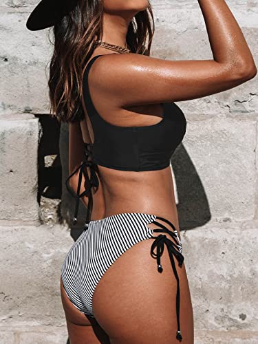 CUPSHE Women's Bikini Set Twist Front Tie Side Bikini Swimsuit Two Piece Swimwear Bathing Suits