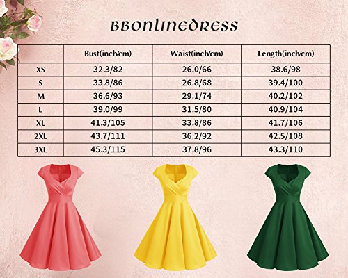 bbonlinedress Women's 50s 60s A Line Rockabilly Dress Cap Sleeve Vintage Swing Party Dress Blush