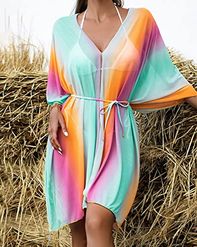 Women Swimsuit Cover Up Bathing Suit Kimono Long Beach Dress Floral Lace Bikini Swim Coverup Sun Protection Clothing