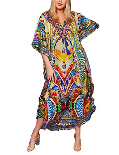 Bsubseach Swimsuit Cover Up for Swimwear Women Kaftan Dresses Summer Caftan with Drawstring