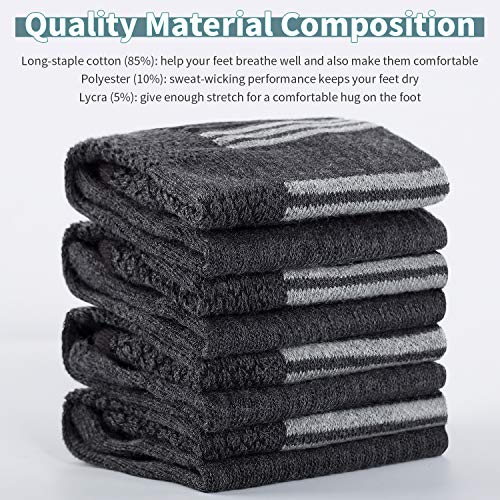 coskefy Cotton Sports Socks Cushioned Running Socks Trainer Socks for Men Women Walking Hiking Trekking Socks, 6 Pairs x black