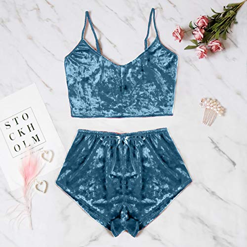 Sexy Lingerie for Women Naughty Erotic Outfits Women Velvet Deep V Camisole Bow Shorts Set Bra Underwear Slutty Underwears Nightwear Sets for Ladies