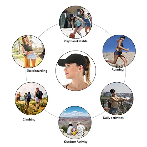Womens Criss Cross Ponytail Baseball Cap,High Messy Bun Ponycap Quick Drying Mesh Outdoor Sports Hat with Ponytail Hole Adjustable Travel Summer Hat