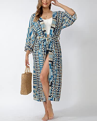 Women Swimsuit Cover Up Bathing Suit Kimono Long Beach Dress Floral Lace Bikini Swim Coverup Sun Protection Clothing