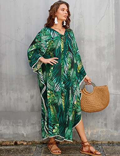 Bsubseach Swimsuit Cover Up for Swimwear Women Kaftan Dresses Summer Caftan with Drawstring