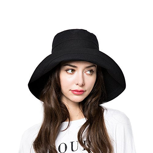 Anycosy Cotton Bucket Hat Women Summer Outdoor Floppy Sun Cap Packable with Big Wide Brim