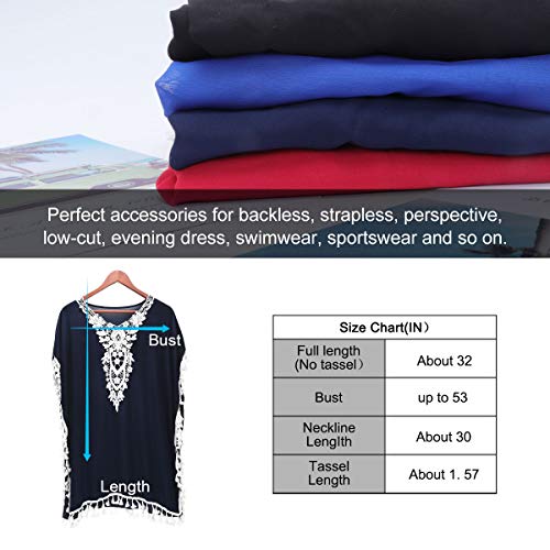 Women's Chiffon Tassel Swimsuit Summer Beach Cover Up Swimwear Dress Beachwear (Black)