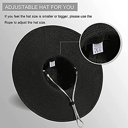 Lanzom Womens 5.5 Inches Wide Brim Straw Hat Floppy Foldable Roll up Cap Beach Sun Hat