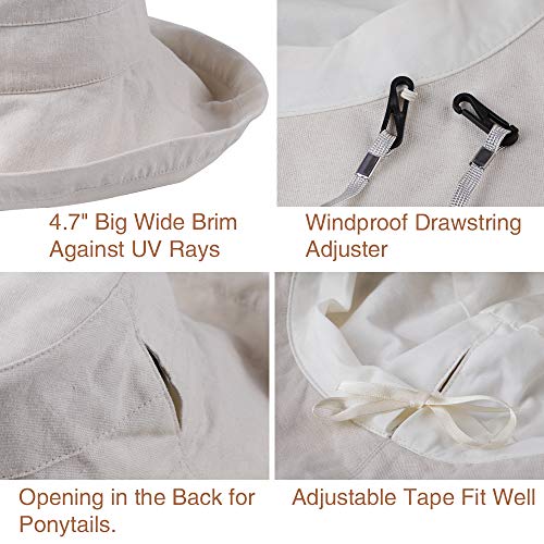 Anycosy Cotton Bucket Hat Women Summer Outdoor Floppy Sun Cap Packable with Big Wide Brim