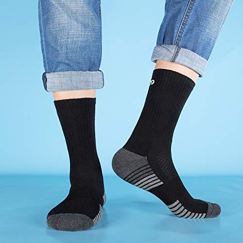 coskefy Cotton Sports Socks Cushioned Running Socks Trainer Socks for Men Women Walking Hiking Trekking Socks, 6 Pairs x black