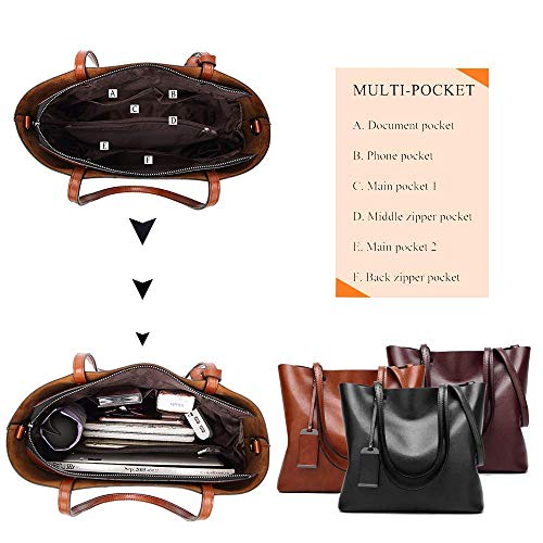 Aileese Womens Soft Leather Handbags Large Capacity Retro Vintage Top-Handle Casual Tote Shoulder Bags