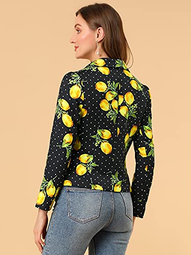 Allegra K Women's Suit Suede Blazers Notch Lapel Open-Front Allover Printed Blazers Jackets for Women