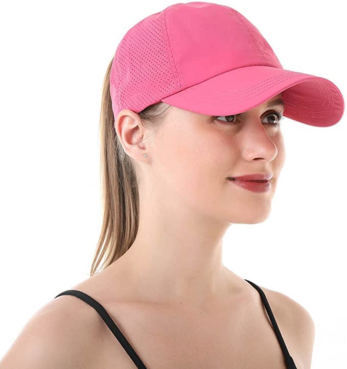 Womens Criss Cross Ponytail Baseball Cap,High Messy Bun Ponycap Quick Drying Mesh Outdoor Sports Hat with Ponytail Hole Adjustable Travel Summer Hat