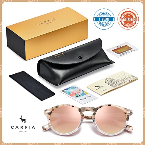 CARFIA Polarised Womens Sunglasses Vintage UV400 Protection Acetate Frame