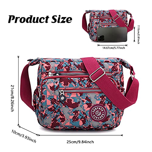 Womens Multi Pocket Casual Canvas Crossbody Bag Travel Purse Messenger Handbag for Shopping Hiking Daily Use