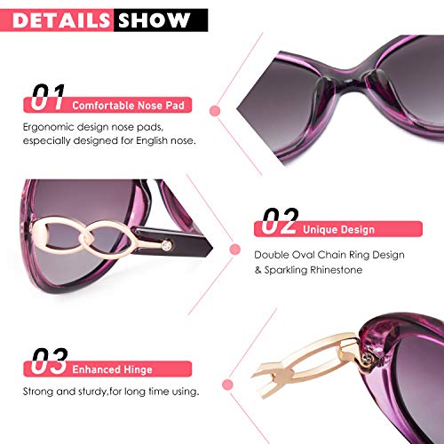 CGID Sunglasses Womens Ladies Polarised Retro Designer Sun Glasses Brown Big Frame Oversized Shades UV Protection Goggles