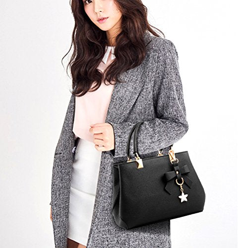 URAQT Womens Handbags, New Top Handle Bag, PU Leather Ladies Shoulder Bag Messenger Bag with Exquisite Metal Pendant, Fashion Tote Bag for Casual & Work, Mother's Day Gift