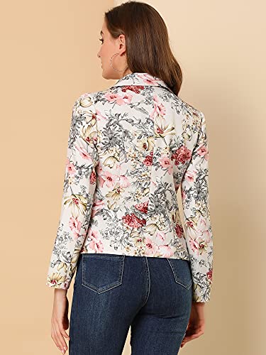 Allegra K Women's Suit Suede Blazers Notch Lapel Open-Front Allover Printed Blazers Jackets for Women