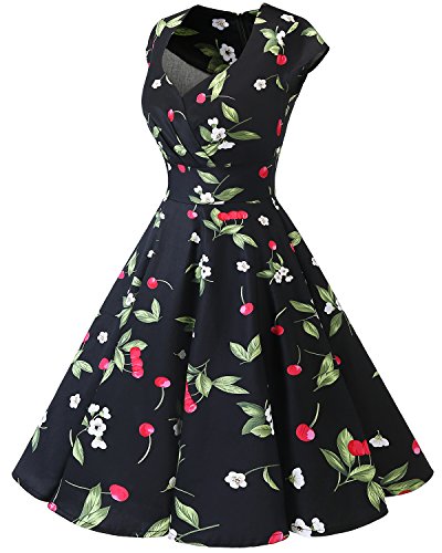 bbonlinedress Women's 50s 60s A Line Rockabilly Dress Cap Sleeve Vintage Swing Party Dress Blush