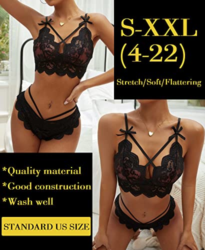 Namifin Women Lingerie Set Lace Bralette and Panty Set Strappy Lace Lingerie