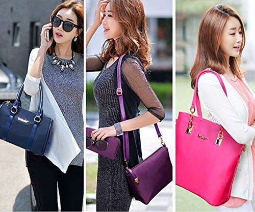 FiveloveTwo Women Ladies 6 Pcs Handbag Set Hobo Top Handle Bag Totes Satchels Crossbody Shoulder Bags and Purse Clutch Black