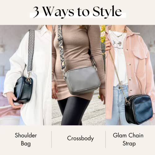 Lily England Ladies Cross Body Bag - Handbag with Adjustable Wide Strap & Gold Purse Chain - Multipurpose Shoulder & Crossbody Bags for Women