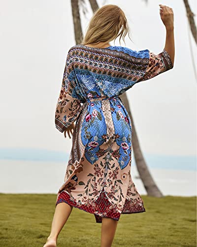 Women Swimsuit Cover Up Bathing Suit Kimono Long Beach Dress Floral Lace Bikini Swim Coverup Sun Protection Clothing