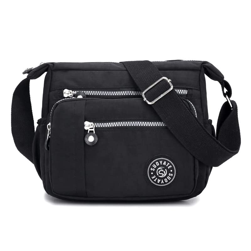 Womens Multi Pocket Casual Canvas Crossbody Bag Travel Purse Messenger Handbag for Shopping Hiking Daily Use