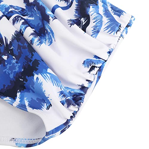 Genfien Swimsuit for Women Two Piece Bathing Suits Ruffled Flounce Top with High Waisted Bottom Bikini Set