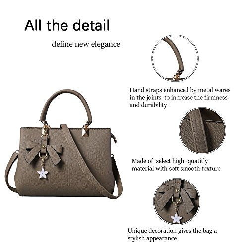 URAQT Womens Handbags, New Top Handle Bag, PU Leather Ladies Shoulder Bag Messenger Bag with Exquisite Metal Pendant, Fashion Tote Bag for Casual & Work, Mother's Day Gift