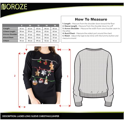 NOROZE Women's Christmas Tops Sweatshirts Sequin Jingle Bells HoHoHo Pug Mrs Claus Xmas Jumper