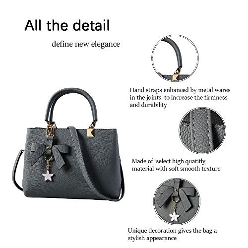 URAQT Womens Handbags, New Top Handle Bag, PU Leather Ladies Shoulder Bag Messenger Bag with Exquisite Metal Pendant, Fashion Tote Bag for Casual & Work, Mother's Day Gift