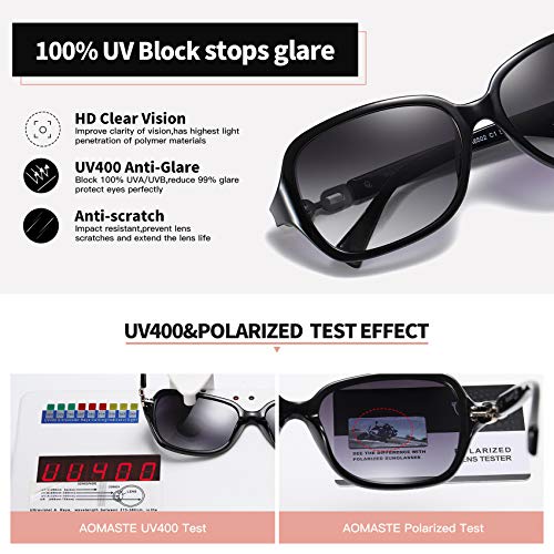 AOMASTE Retro Square Polarized Sunglasses for Women 100% UV400 Protection Lens Driving Outdoor Eyewear