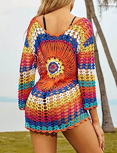 Bsubseach Women Casual Navy Turn Down Collar Bikini Bathing Suit Cover Ups Long Sleeve Beach Cover Up with Pockets