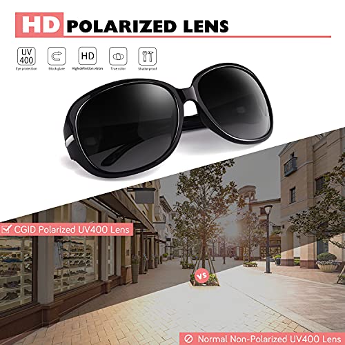 CGID Sunglasses Womens Ladies Polarised Retro Designer Sun Glasses Brown Big Frame Oversized Shades UV Protection Goggles