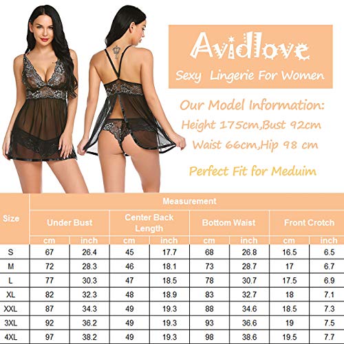 Avidlove Women Lingerie Lace Babydoll Strap Chemise Halter Teddy V neck Sleepwear