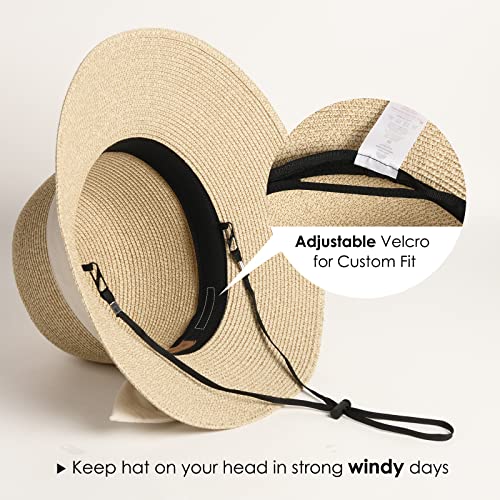 FURTALK Womens Beach Sun Straw Hat UV UPF50 Travel Foldable Brim Summer UV Hat