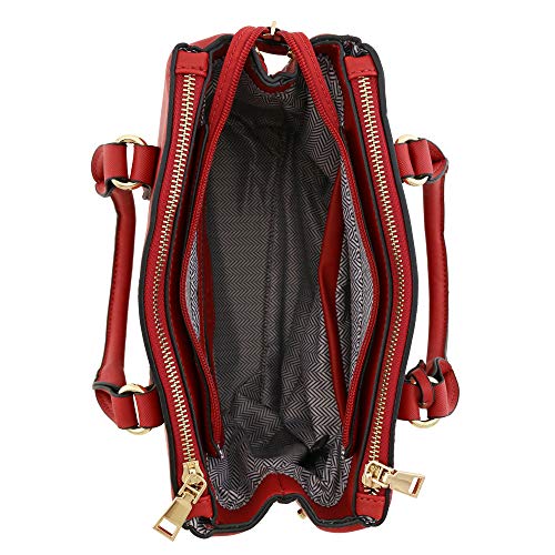 2pcs Set Classic Triple Zip Top Handle Small Satchel Bag with Zip Around Wallet