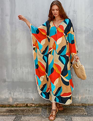 Bsubseach Swimsuit Cover Up for Swimwear Women Kaftan Dresses Summer Caftan with Drawstring