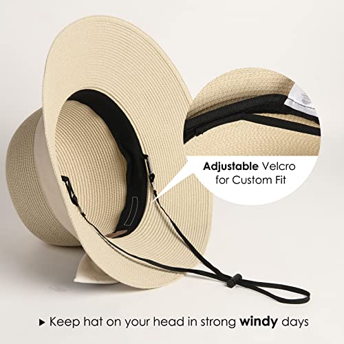FURTALK Womens Beach Sun Straw Hat UV UPF50 Travel Foldable Brim Summer UV Hat